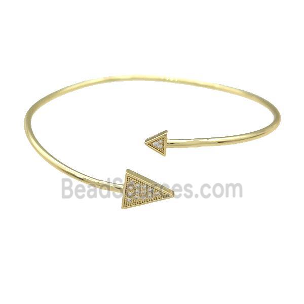 Copper Bangle Pave Zircon Triangle Gold Plated