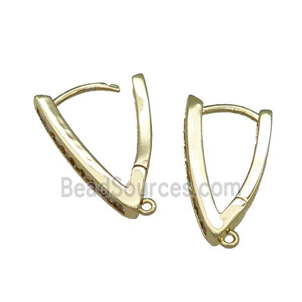 Copper Latchback Earring Accessories Pave Zircon With Loop Gold Plated