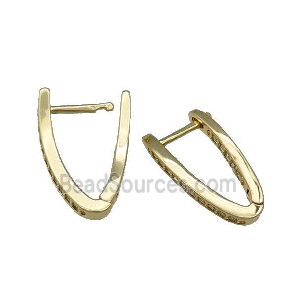 Copper Latchback Earring Pave Zircon Gold Plated