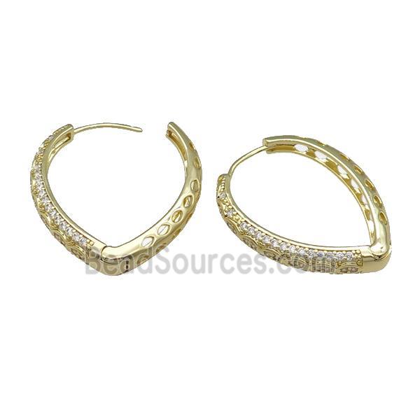 Copper Latchback Earring Pave Zircon Gold Plated