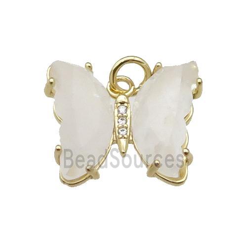 Clear Quartz Butterfly Pendant Gold Plated