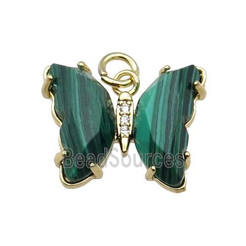 Green Synthetic Malachite Butterfly Pendant Gold Plated