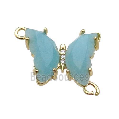 Blue Amazonite Butterfly Connector Gold Plated