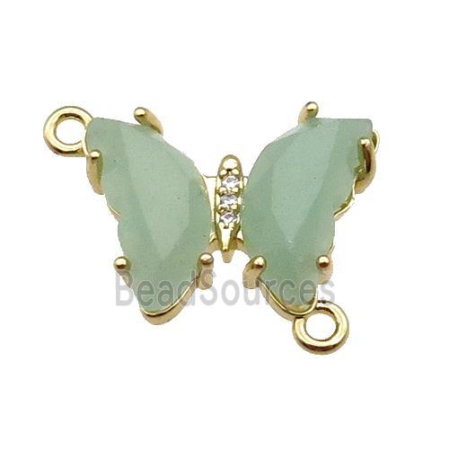 Green Aventurine Butterfly Connector Gold Plated