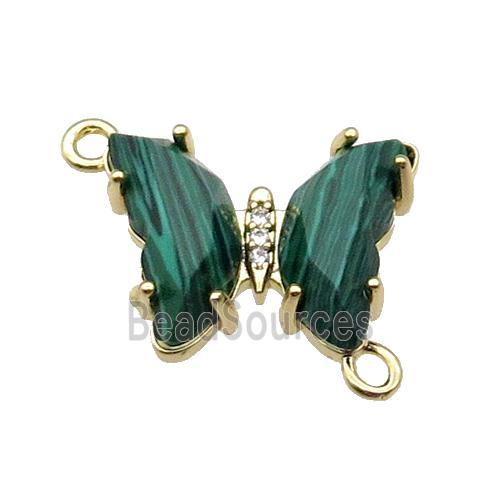 Green Synthetic Malachite Butterfly Connector Gold Plated