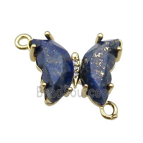 Blue Lapis Butterfly Connector Gold Plated