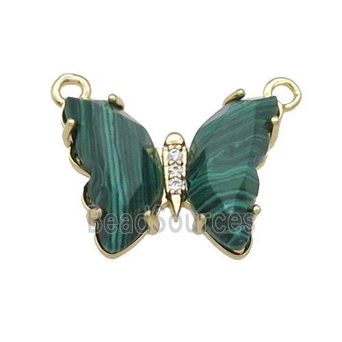 Green Synthetic Malachite Butterfly Pendant With 2loops Gold Plated