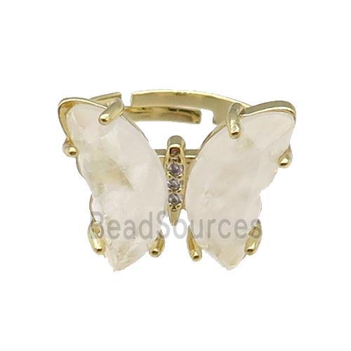 Clear Quartz Ring Adjustable Gold Plated