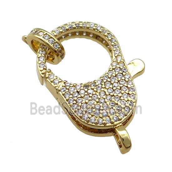 Copper Lobster Clasp Pave Zircon Gold Plated