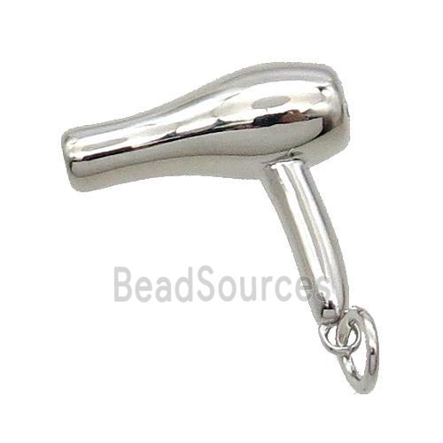 Copper HairDryer Charm Pendant Platinum Plated