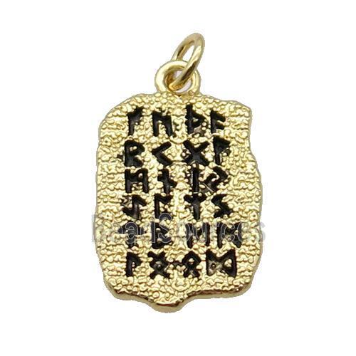 Copper Oracle Bones Pendant Black Enamel Gold Plated