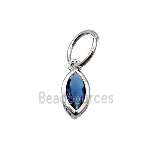 Copper Eye Pendant Pave Blue Crystal Platinum Plated