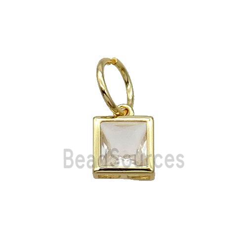 Copper Square Pendant Pave Clear Crystal Gold Plated