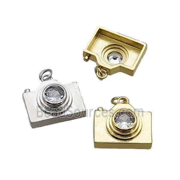 Copper Camera Pendant Pave Zircon Mixed