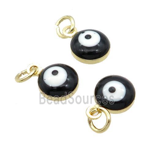 Copper Evil Eye Pendant Black Enamel 18K Gold Plated