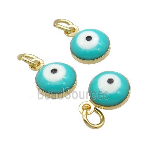 Copper Evil Eye Pendant Green Enamel 18K Gold Plated