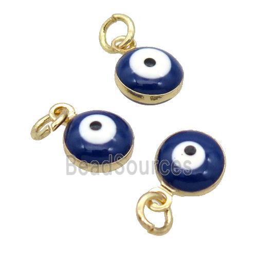 Copper Evil Eye Pendant Darkblue Enamel 18K Gold Plated