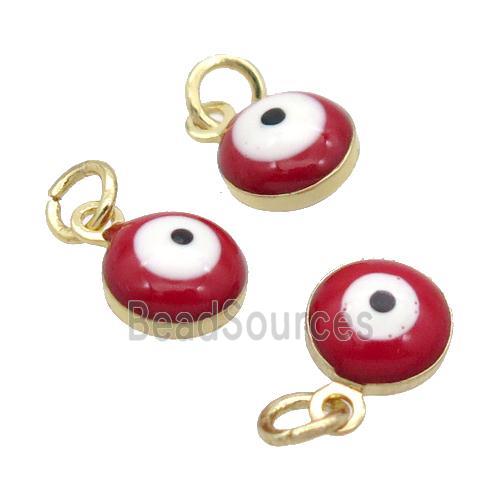 Copper Evil Eye Pendant Red Enamel 18K Gold Plated