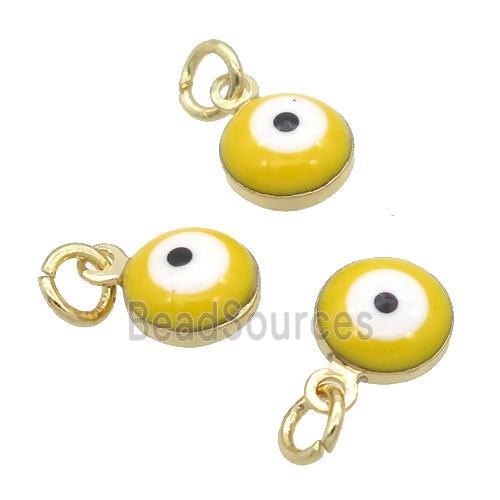 Copper Evil Eye Pendant Yellow Enamel 18K Gold Plated