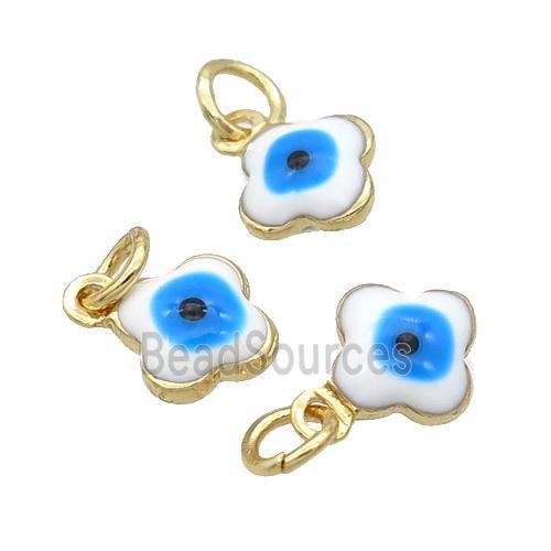 Copper Clover Pendant White Enamel Eye 18K Gold Plated