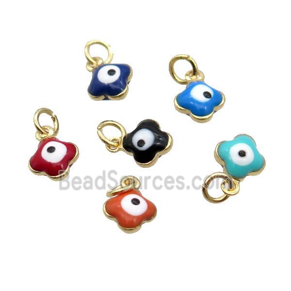 Copper Clover Pendant Enamel Eye 18K Gold Plated Mixed