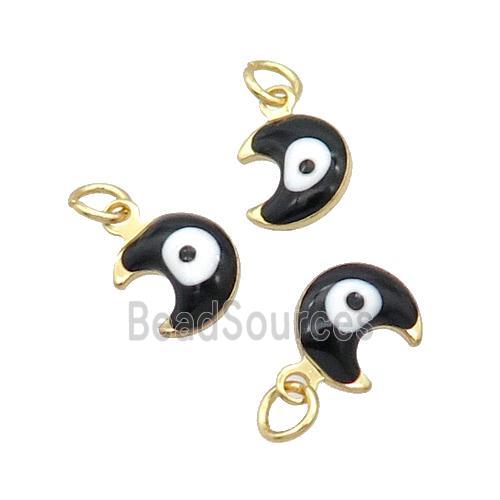 Copper Moon Pendant Black Enamel Eye 18K Gold Plated