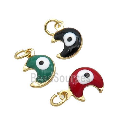 Copper Moon Pendant Enamel Eye 18K Gold Plated Mixed