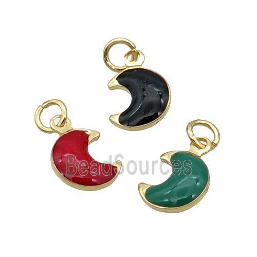 Copper Moon Pendant Enamel 18K Gold Plated Mixed