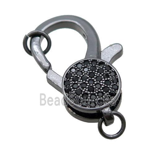 Copper Lobster Clasp Pave Zircon Black Plated