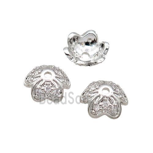 Copper Beads Cap Pave Zircon Unfade Platinum Plated