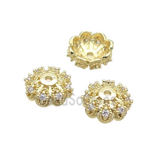 Copper Beads Cap Pave Zircon Unfade 18K Gold Plated