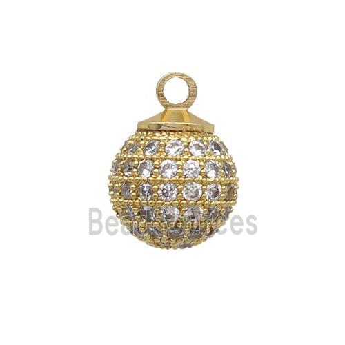 Copper Ball Pendants Round Pave Zircon Unfade 18K Gold Plated