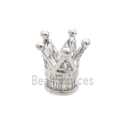 Copper Crown Beads Pave Zircon Unfade Platinum Plated