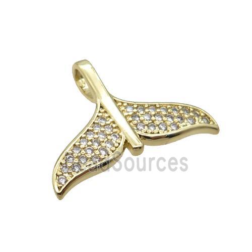 Copper Shark-Tail Pendant Pave Zircon Unfade 18K Gold Plated