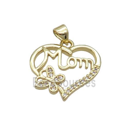 Copper Heart Pendant Pave Zircon Mom Unfade 18K Gold Plated