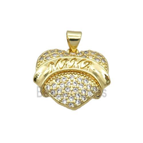 Copper Heart Pendant Pave Zircon Mom Unfade 18K Gold Plated