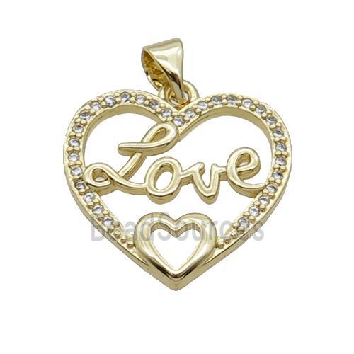 Copper Heart Pendant Pave Zircon Love Unfade 18K Gold Plated