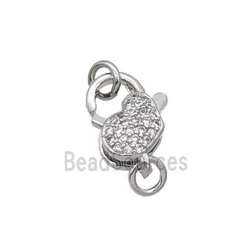 Copper Lobster Clasp Pave Zircon Heart Unfade Platinum Plated