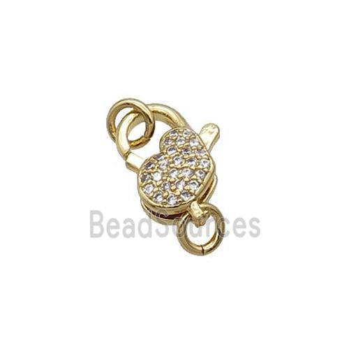 Copper Lobster Clasp Pave Zircon Heart Unfade 18K Gold Plated