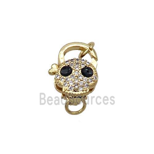 Copper Lobster Clasp Pave Zircon Skull Unfade 18K Gold Plated