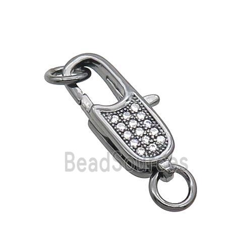 Copper Lobster Clasp Pave Zircon Unfade Platinum Plated