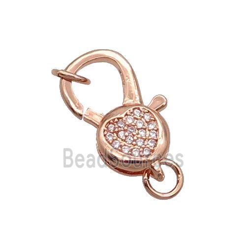 Copper Lobster Clasp Pave Zircon Heart Unfade Rose Gold