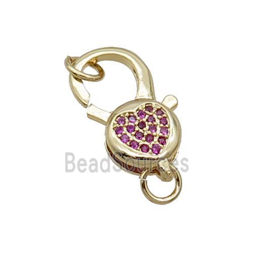 Copper Lobster Clasp Pave Zircon Heart Unfade 18K Gold Plated