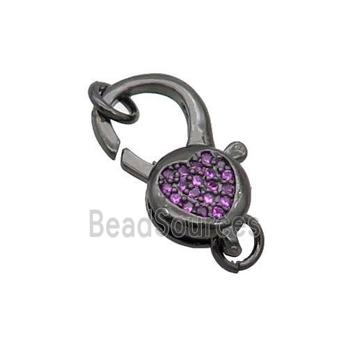 Copper Lobster Clasp Pave Zircon Heart Unfade Black Plated