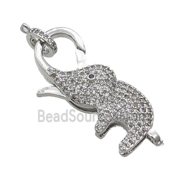 Copper Lobster Clasp Pave Zircon Elephant Unfade Platinum Plated