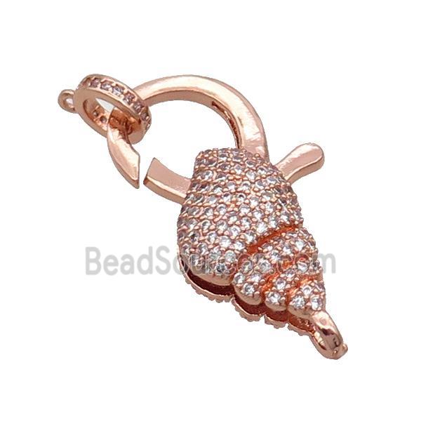 Copper Lobster Clasp Pave Zircon Conch Unfade Rose Gold