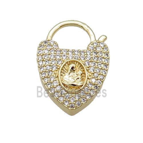 Copper Heart Clasp Pave Zircon Unfade 18K Gold Plated