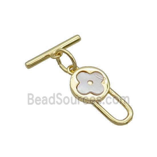 Copper Toggle Clasp Pave Shell Unfade 18K Gold Plated