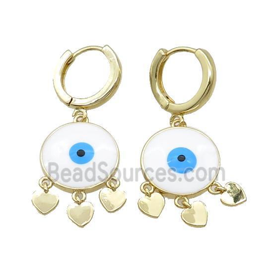 Copper Hoop Earring Circle Evil Eye Enamel Heart Gold Plated