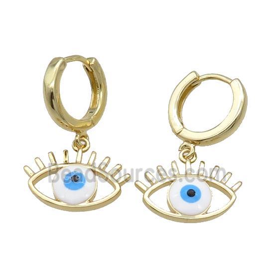 Copper Hoop Earring Evil Eye Enamel Gold Plated